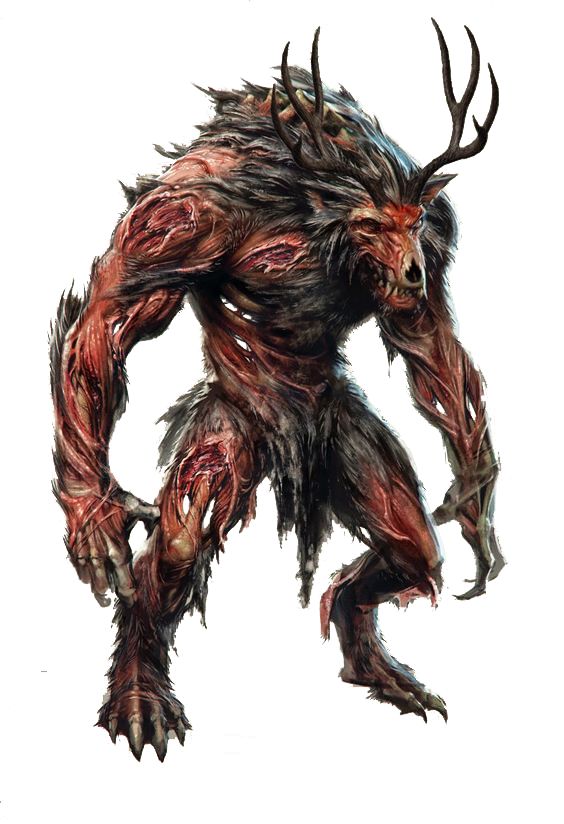 a drawing of a demon with horns on it's head and claws in his hands