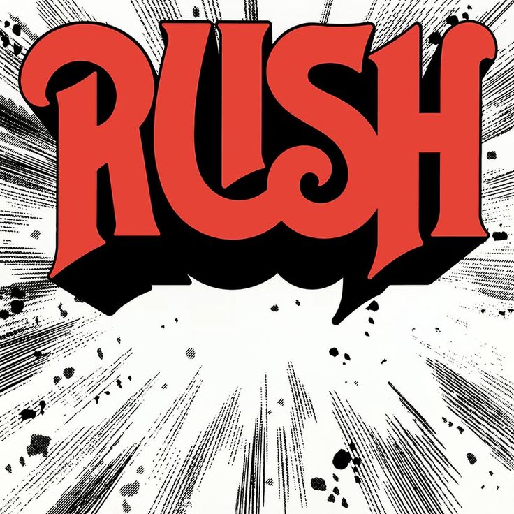 the word rush is painted in red and black