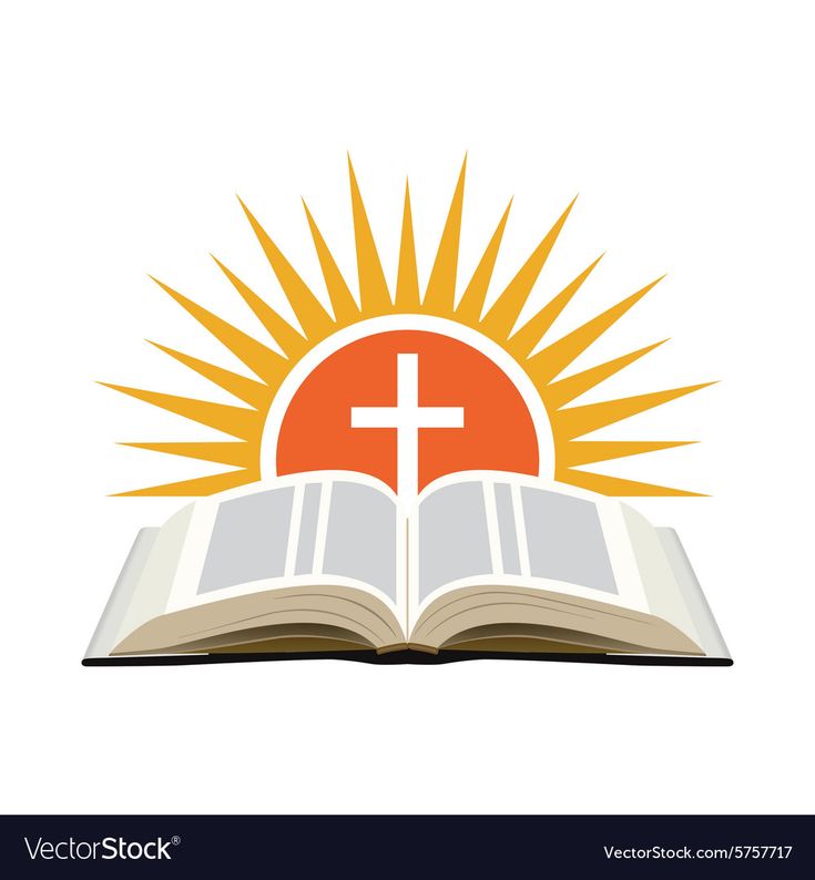 an open book with a cross on it and the sun in the sky behind it