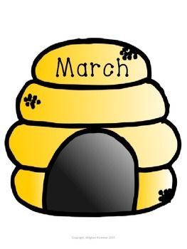 a yellow beehive with the word march above it