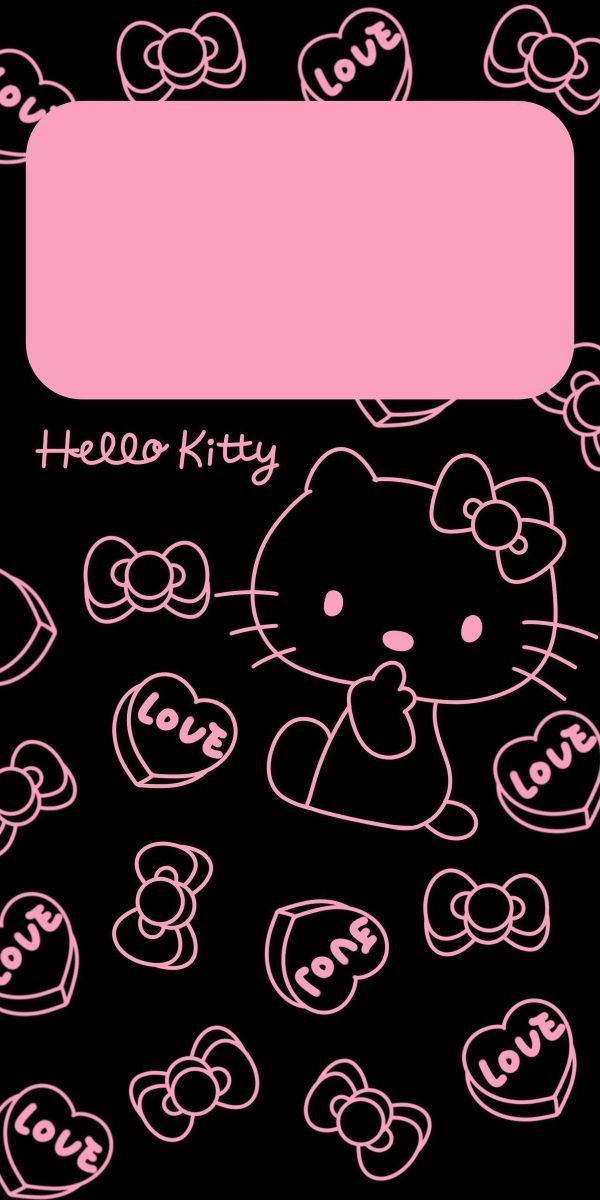 the hello kitty wallpaper is pink and black