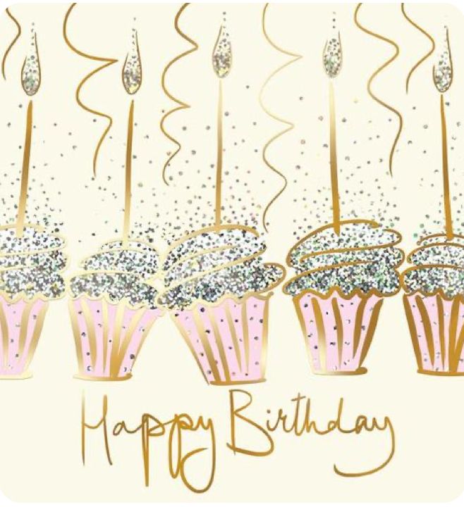 happy birthday cupcakes with candles and confetti on them greeting card for someone special occasion