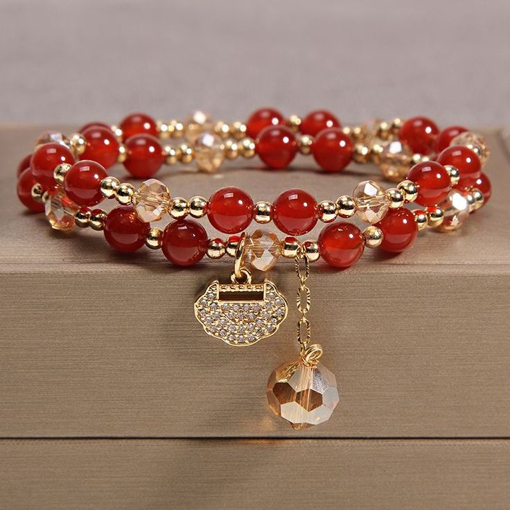 Red Crystal Bracelet, Crystal Bracelets Healing, Cristal Bracelet, Strawberry Crystal, Garnet Bead Bracelet, Crystal Bead Jewelry, Beautiful Beaded Bracelet, X Box, Gems Bracelet