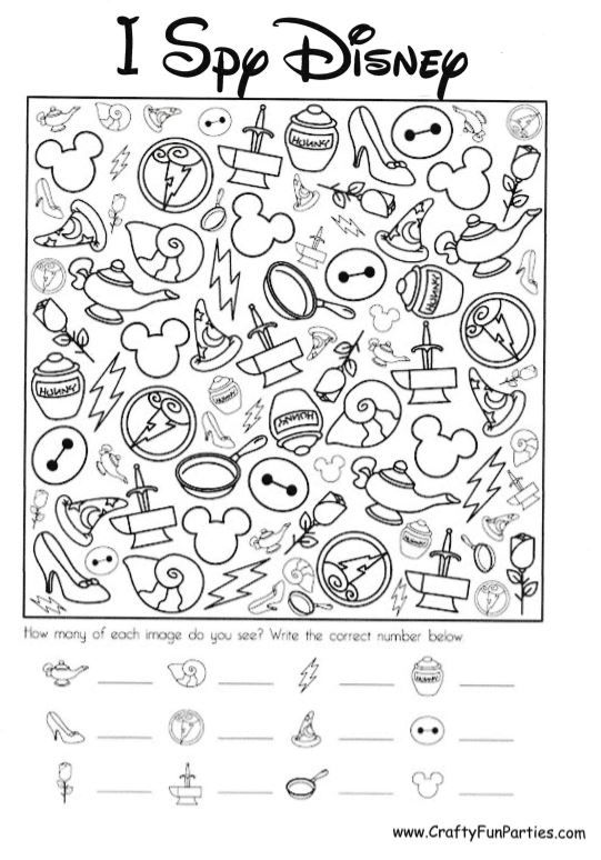 i spy disney worksheet for kids to learn how to draw and color it