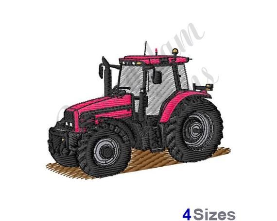 a pink tractor is shown with the number 3 on it