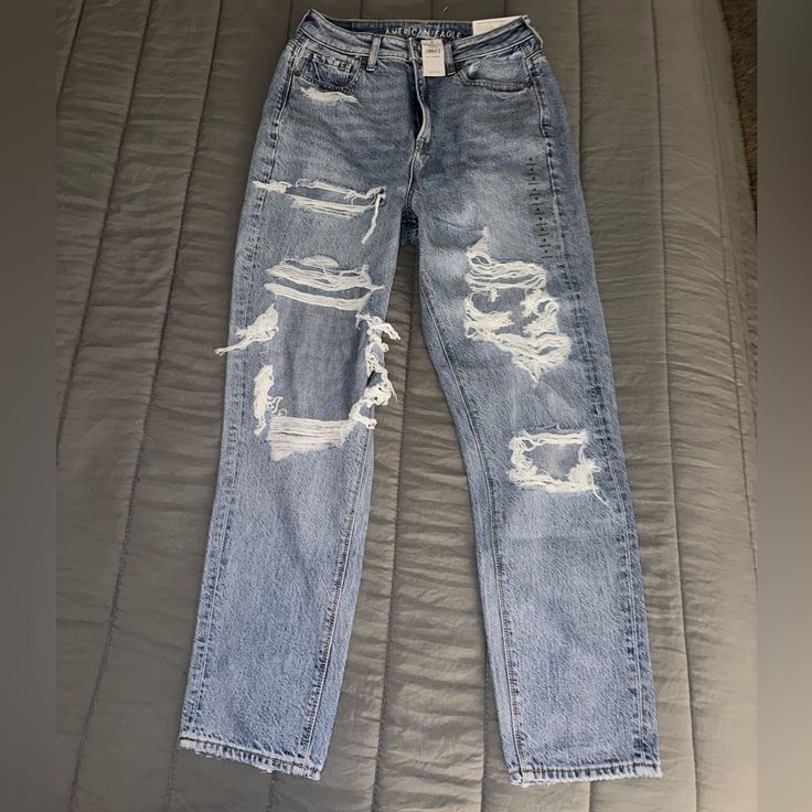 Highest Rise Mom Jean Comfort Stretch Waistband Cute Mom Jeans, Mom Jeans American Eagle, American Eagle Boyfriend Jeans, American Eagle Mom Jeans, Womens Cropped Jeans, Ripped Mom Jeans, Ripped Boyfriend Jeans, American Jeans, American Eagle Jeggings