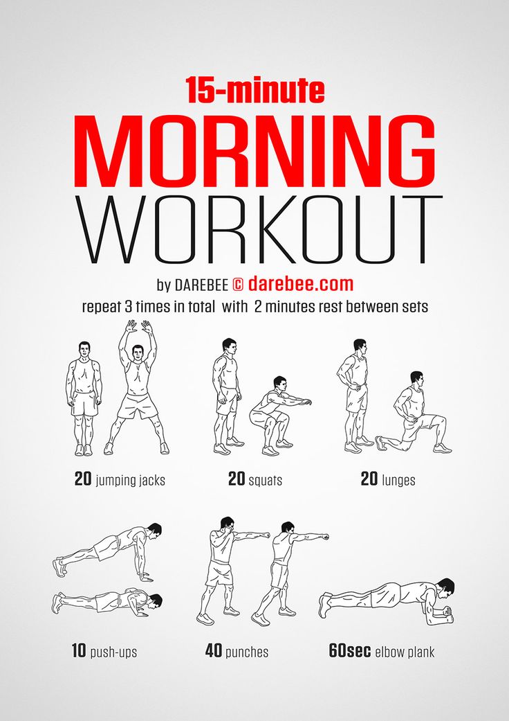 the 15 minute morning workout poster shows how to do an exercise with one hand and two hands