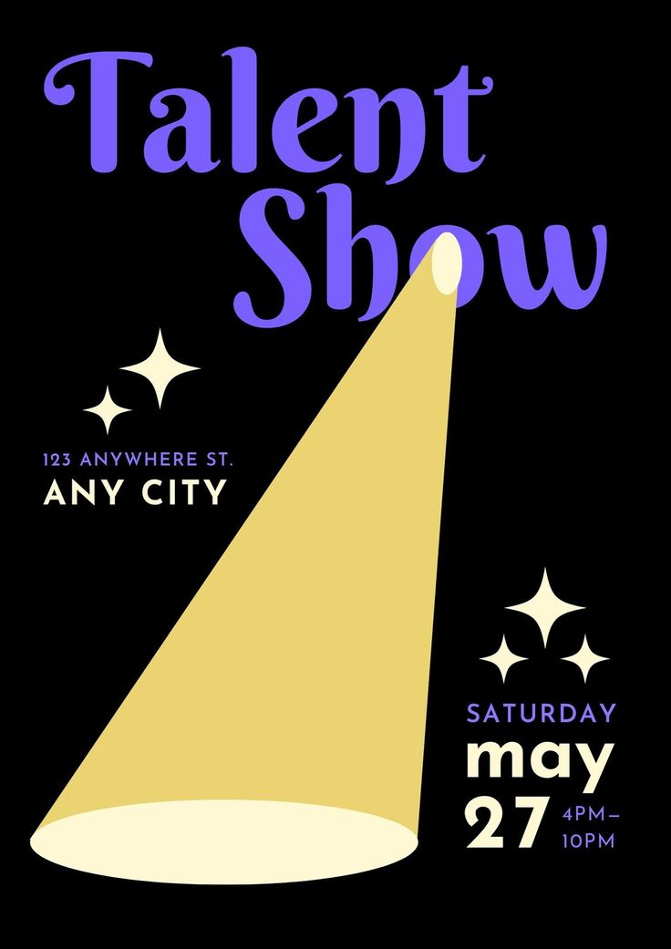 the talent show poster for any city with a spotlight on it and stars in the background