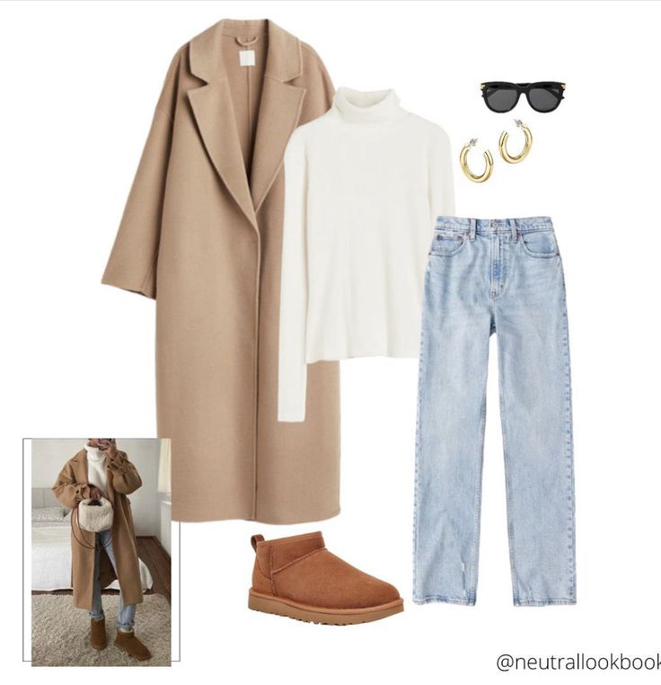 Camel Ugg Boots Outfit, Ultra Mini Outfit, Ugg Ultra Mini Outfit, Beige Boots Outfit, Mini Outfits, Ugg Outfits, Platform Outfit, Neutral Winter Outfit, Fall Thrift