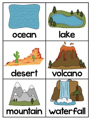 an image of different types of water and land in the form of words with pictures on them