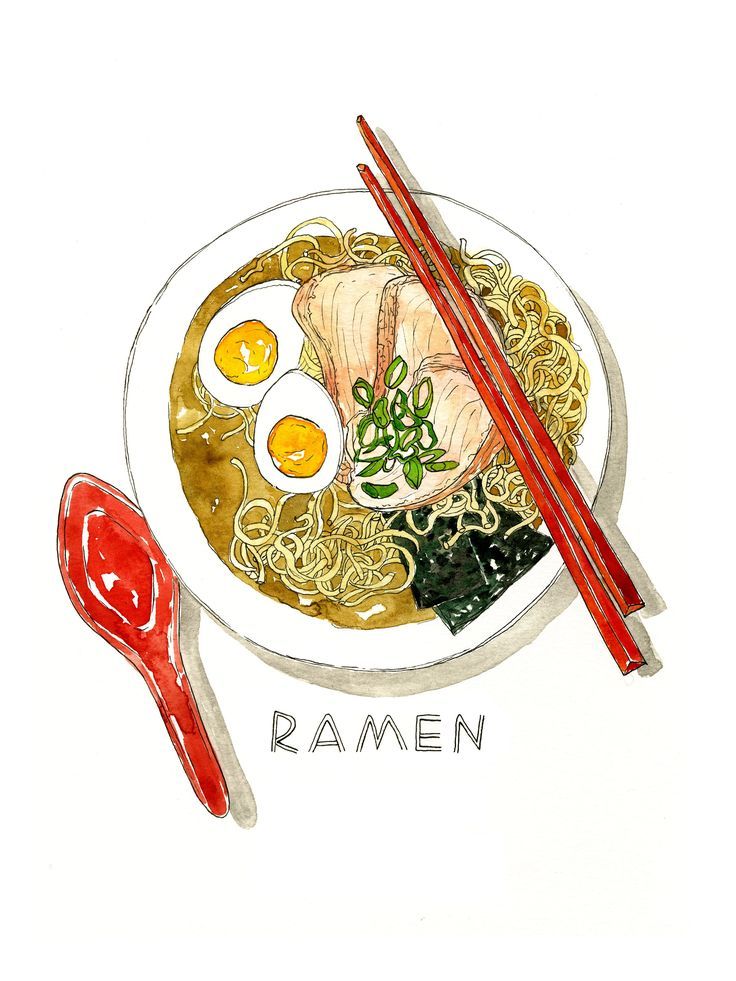 Ramen Noodle Soup Watercolor Art Print | Watercolor art prints