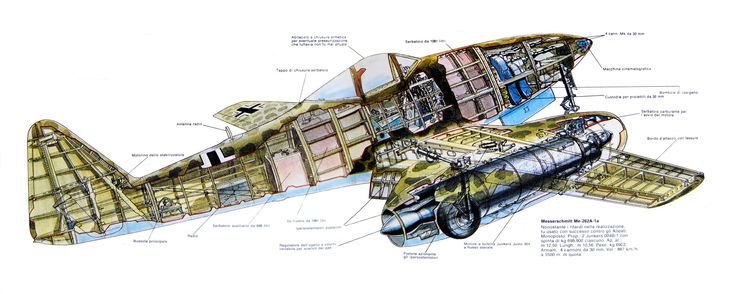 a drawing of an airplane with parts labeled