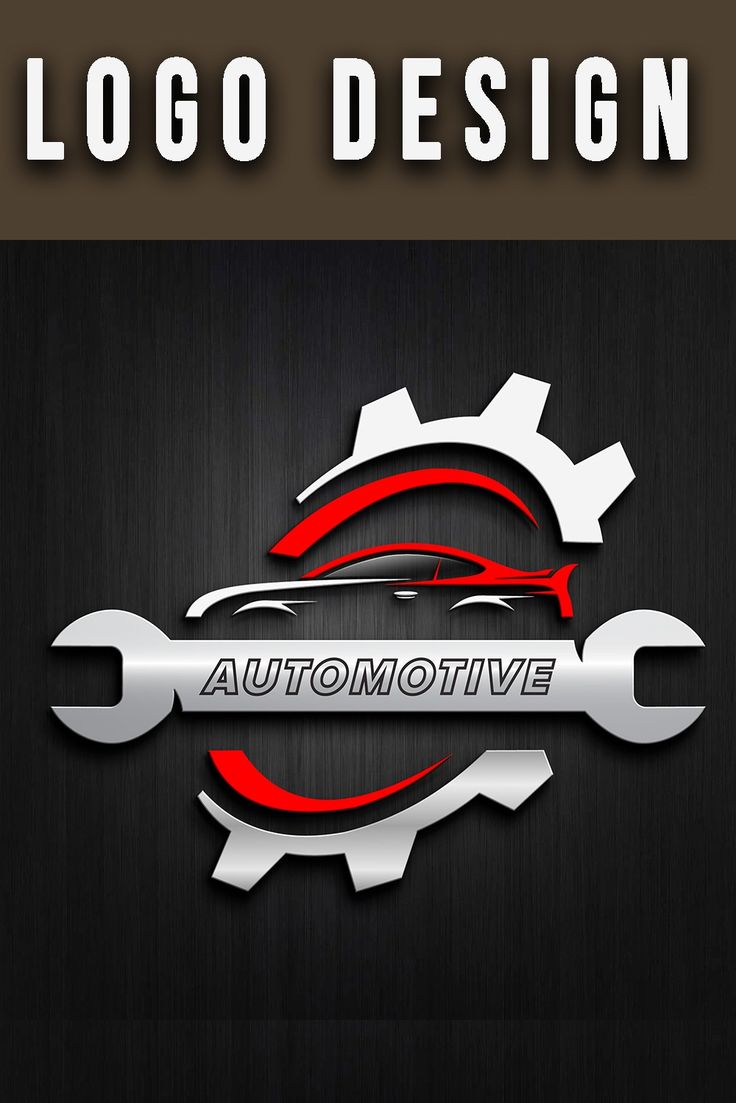 the logo design for automotive is shown on a black background with red and white lettering