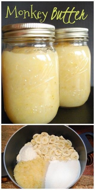 two jars filled with food sitting on top of a table