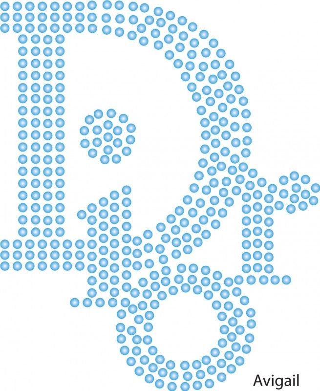 the letter d is made up of small blue dots