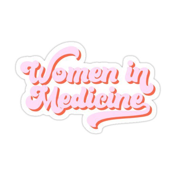 women in medicine sticker with pink lettering on the back and white letters that say women in medicine