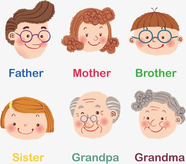 the different types of people's faces are shown in this cartoon style, which includes grandmothers and grandparents