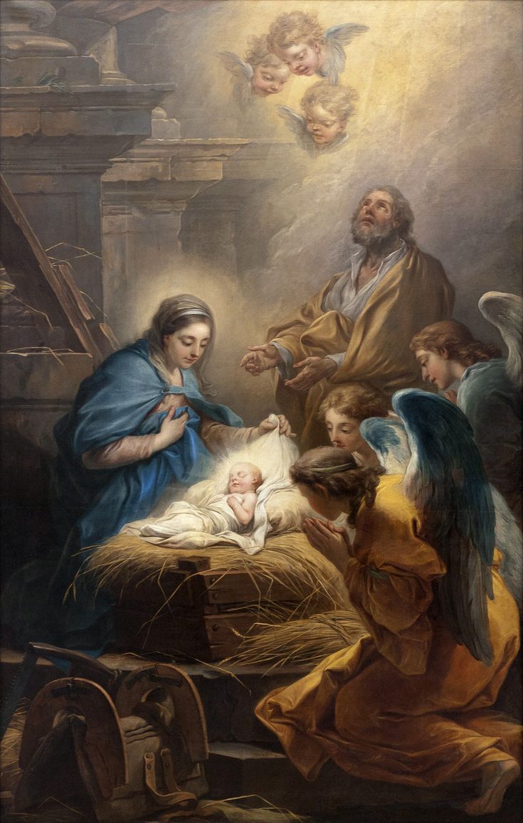 the birth of jesus is depicted in this painting