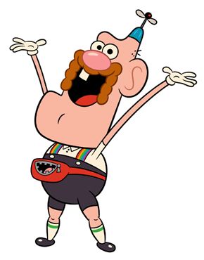 an image of a cartoon character with his arms in the air and one hand up