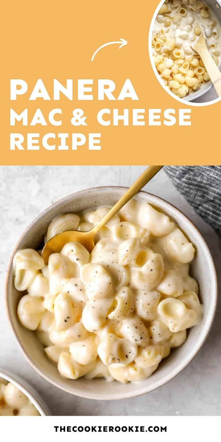 a bowl filled with macaroni and cheese on top of a table