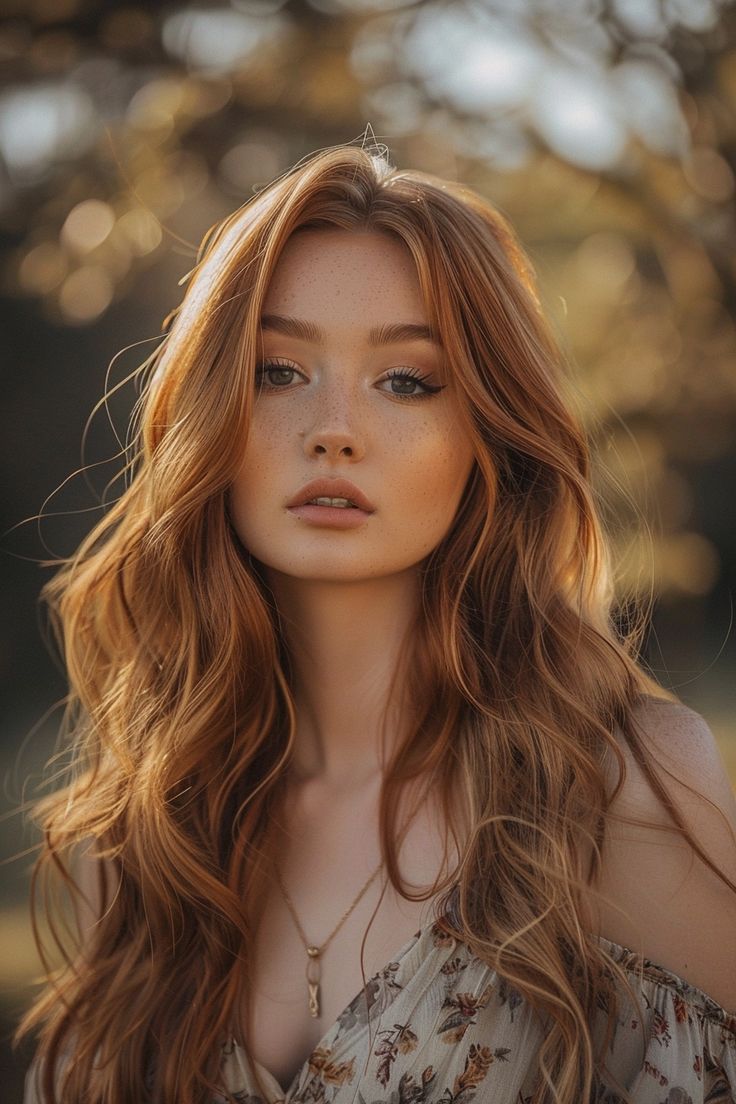 Pinch of Glam | 30 Insanely Gorgeous Brownish Ginger Hair Shades That Are Trending Medium Length Brown Hair With Blonde Highlights, Ginger Hair Medium Length, Kitten Hairstyle, Ginger Hair Shades, Ginger Wavy Hair, Brownish Ginger Hair, Redhead Hair Color, Red Hair Brown Eyes, Redhead Hair