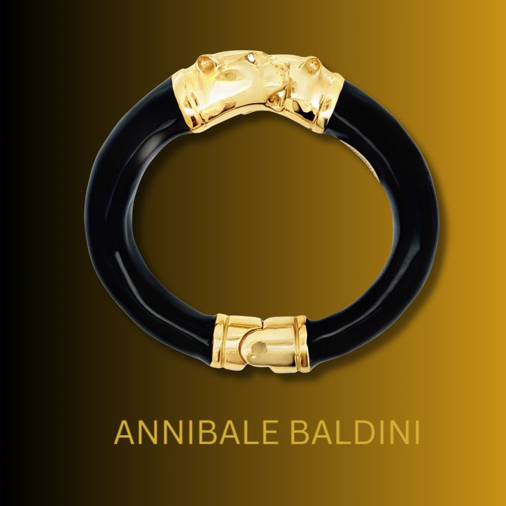 Expertly handcrafted in Italy by skilled artisans, the Annibale Baldini Italian Double Head Panther Statement Bangle exudes power and elegance. Featuring a stunning panther design with Swarovsky eyes, this bold statement piece will elevate any outfit with its intricate craftsmanship and luxurious materials. Channel your inner strength and confidence with this exquisite necklace. This item is new. Material : 24K yellow gold plated brass, enamel, Swarovski crystalInterior diameter : 2.25"Made in I Panther Design, Statement Bracelet, Inner Strength, Bangle Bracelet, Panther, Bangle Bracelets, Gold Plate, In Italy, Bangles