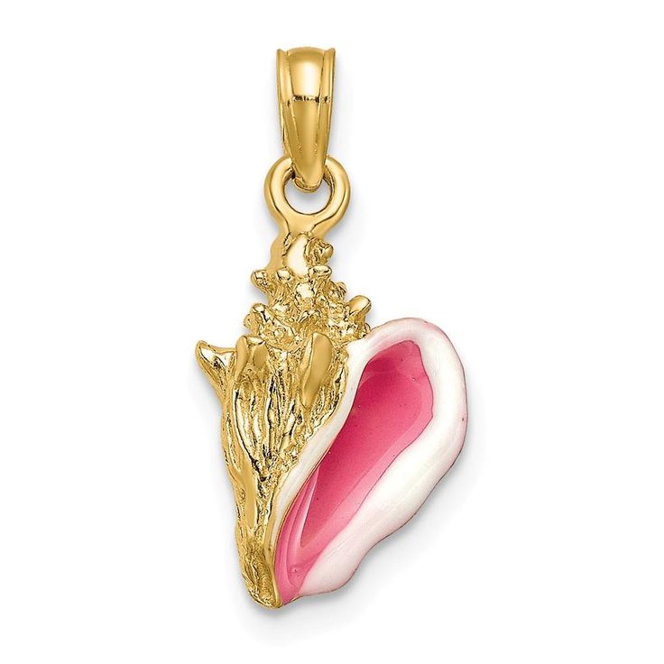 14k Yellow Gold Enameled 3 D Conch Sea Shell Mermaid Nautical Jewelry Pendant Charm Necklace Man Shore Fine Jewelry Gift For Dad Mens For Him Pendant Necklaces IceCarats.com Designer Jewelry Gift USA Nautical Jewelry, Rose Jewelry, Conch Shell, Shell Pendant, Gold Enamel, Shell Necklaces, Fine Jewellery Necklace, White Enamel, Selling Jewelry