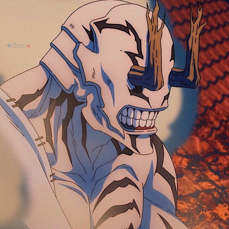 an animated image of a man with white hair and blue eyes wearing a skeleton costume