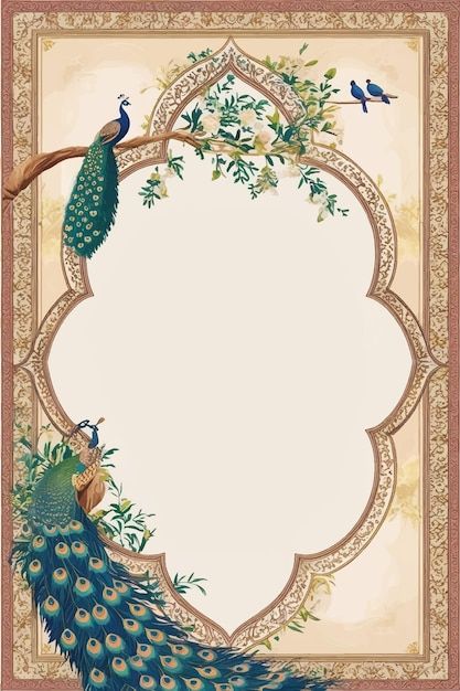 an ornate frame with peacocks on it