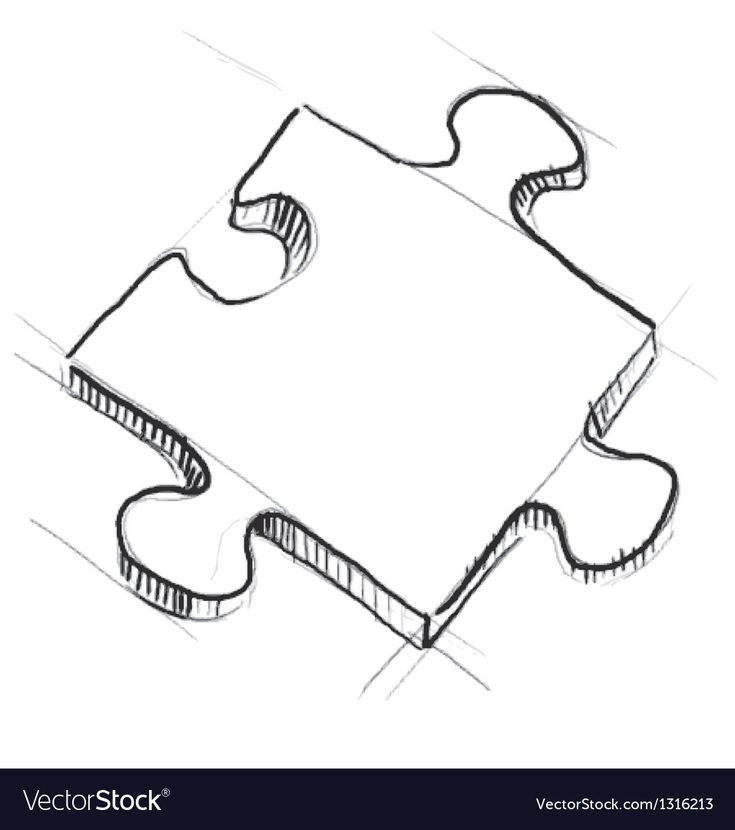 a puzzle piece with one missing from the bottom and another missing from the top, on a white background