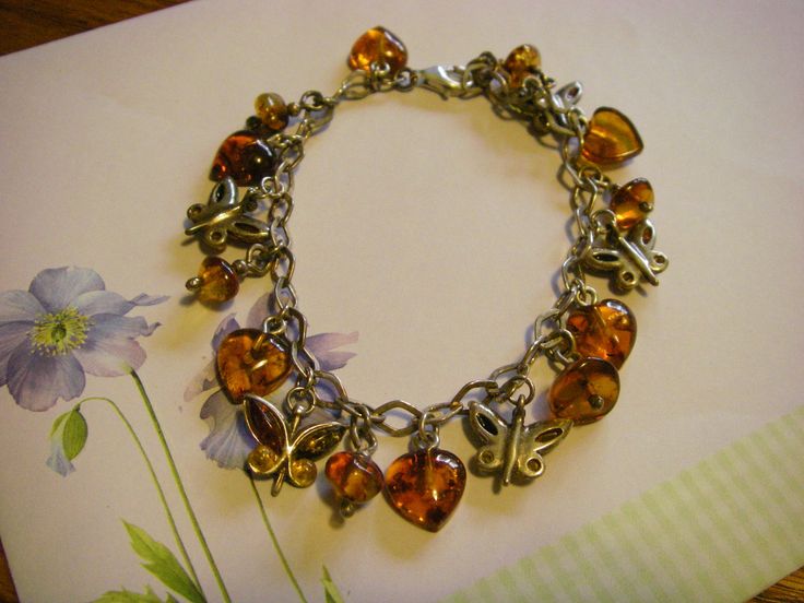 Amber butterfly bracelet. Silver bracelet length 7.5 inches. Thank you for looking! Butterfly Bracelet, Jewelry Lookbook, Bracelet Silver, Beauty Book, Silver Bracelet, Amber, Accessory Gift, Jewelry Bracelets, Lookbook