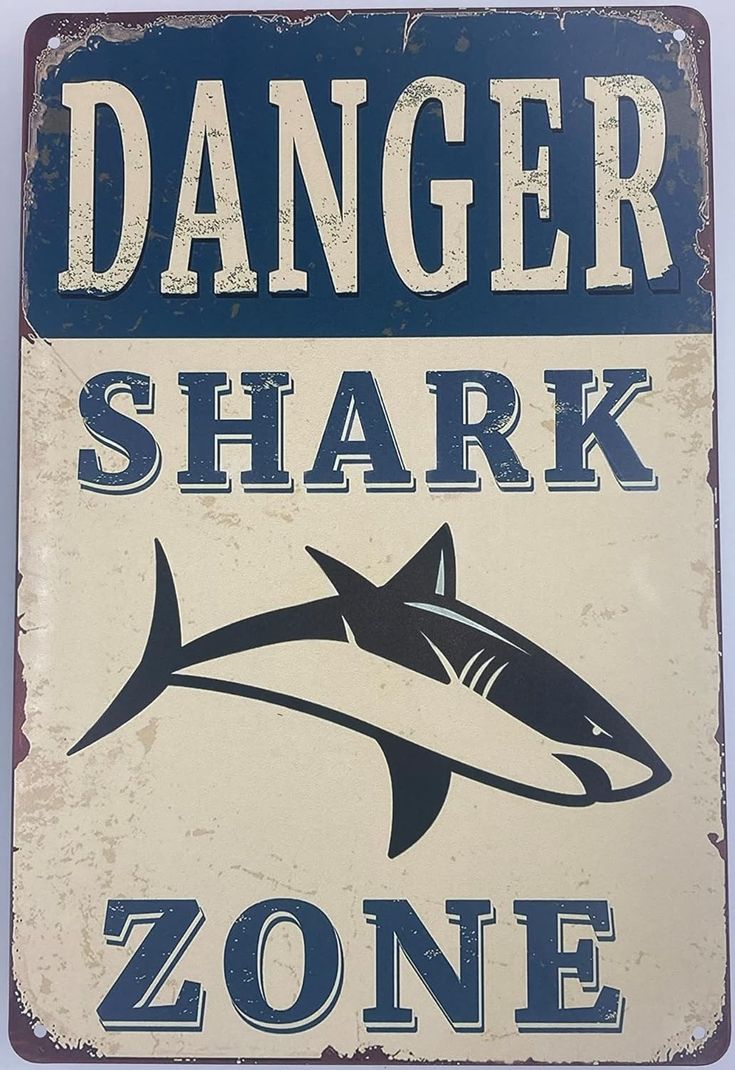 Amazon.com: Tin Sign Bar Plaque | Metal Wall Decor Poster | Danger Shark Zone 8 x 12 in. | Classic Decorative Sign for Home Kitchen Bar Room Garage Decor | Warning Blue : Home & Kitchen For Room Decoration, Room Decor For Blue Walls, Ocean Ideas Decoration, Poster For My Room, Where To Put Posters In Your Room, Blue Themed Posters, Poster Diy Ideas Wall Art, Posters For Room Blue, Blue Room Wall Decor