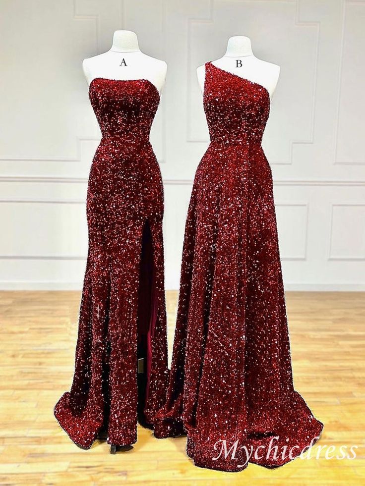 Mermaid Burgundy Formal Dresses Sparkly Long Party Dress - MyChicDress Dr Dresses, Polka Dot Wedding Dress, Puffy Prom Dresses, Burgundy Formal Dress, Prom Dress Burgundy, Tight Prom Dresses, Classy Prom, Prom Inspo, Fall Bridesmaid Dresses