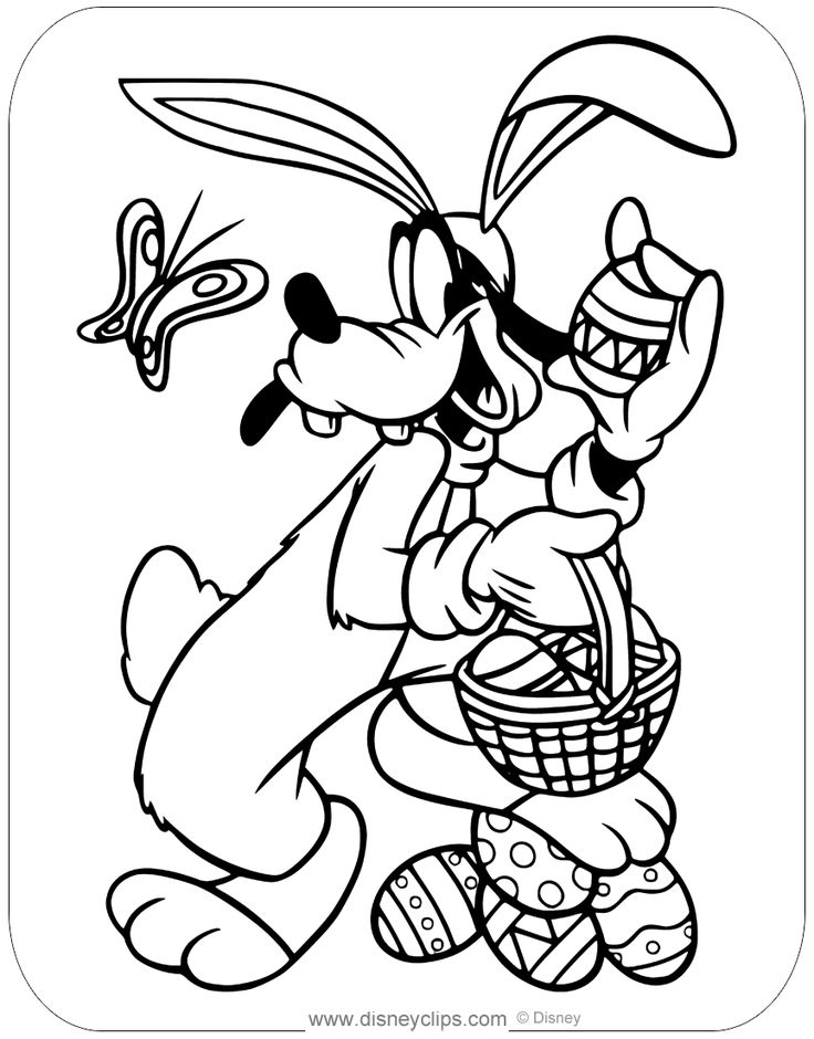 goofy and pluto easter coloring pages