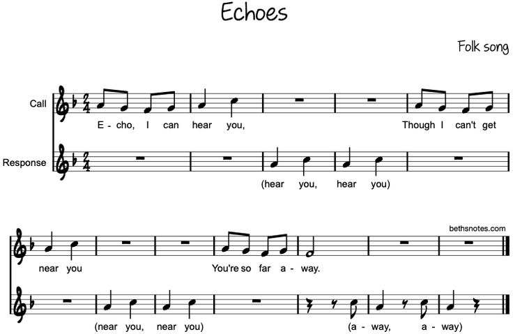 sheet music with the words echos on it