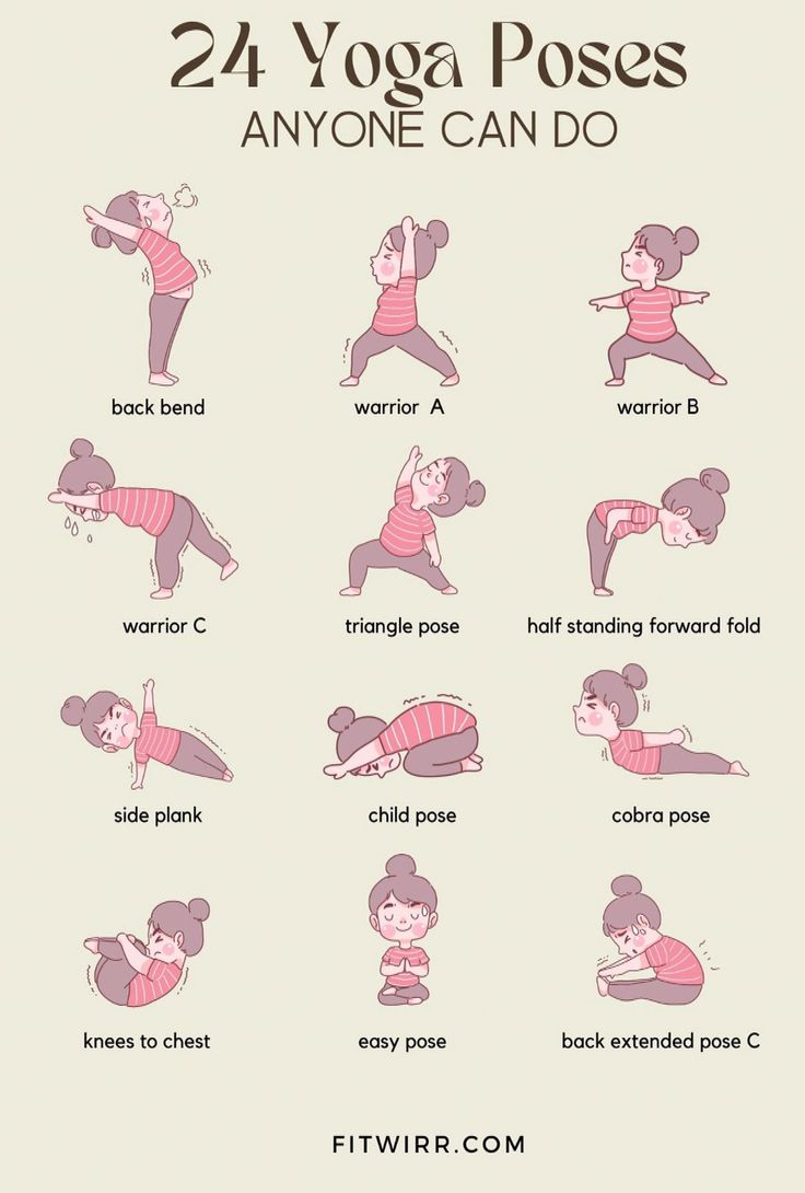 a poster with instructions to do yoga poses for beginners, including the words 24 yoga poses