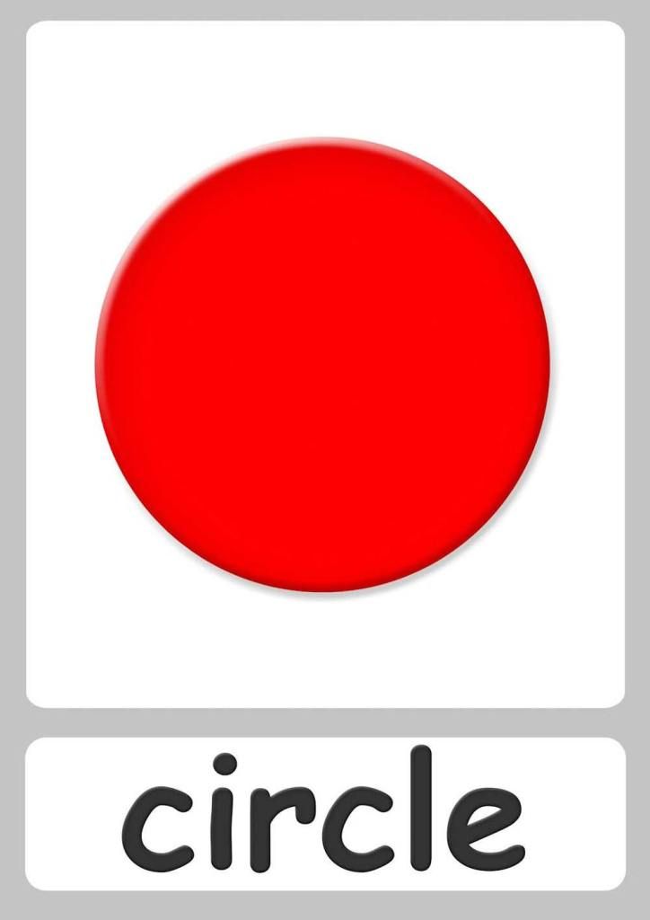 a red circle with the word circle on it in front of a white square that says,