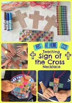 the signs of the cross are made out of cardboard and colored crayon paper