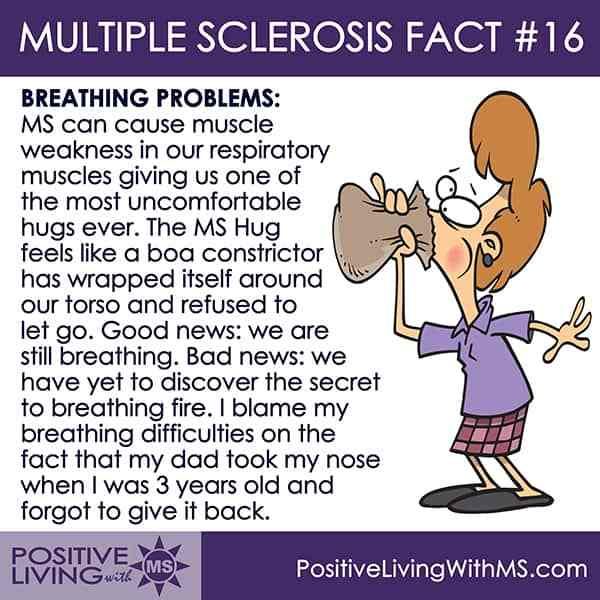 MS Fact 16 Multiple Sclerosis Quotes, Multiple Sclerosis Symptoms, Ms Project, Ms Symptoms, Ms Awareness, Multiple Sclerosis Awareness, Breathing Problems, Muscle Weakness, Migraine Relief