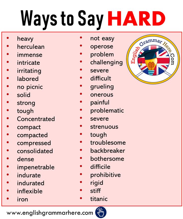 two words that say ways to say hard