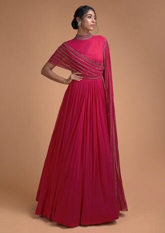 Buy Saree Gown Online | Unique Indian Sari Dress Haute Couture, Saree Model Gown, Indowestern Gown Party Wear, Designer Gowns Indian, Gown Designs Indian, Pink Anarkali Gown, Indowestern Gown, Indowestern Outfits, Indowestern Dresses