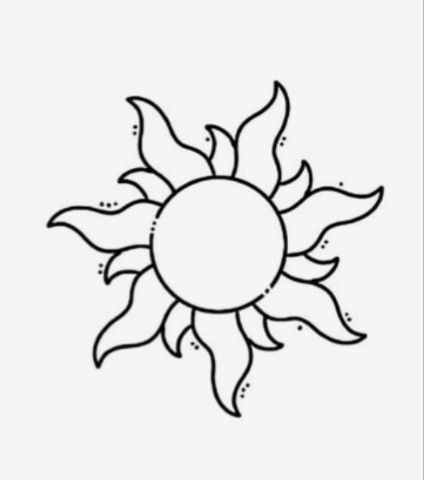 a drawing of a sun with dots on it