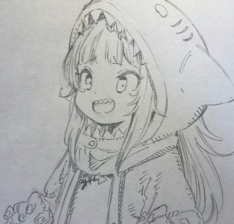 a drawing of a girl in a hoodie