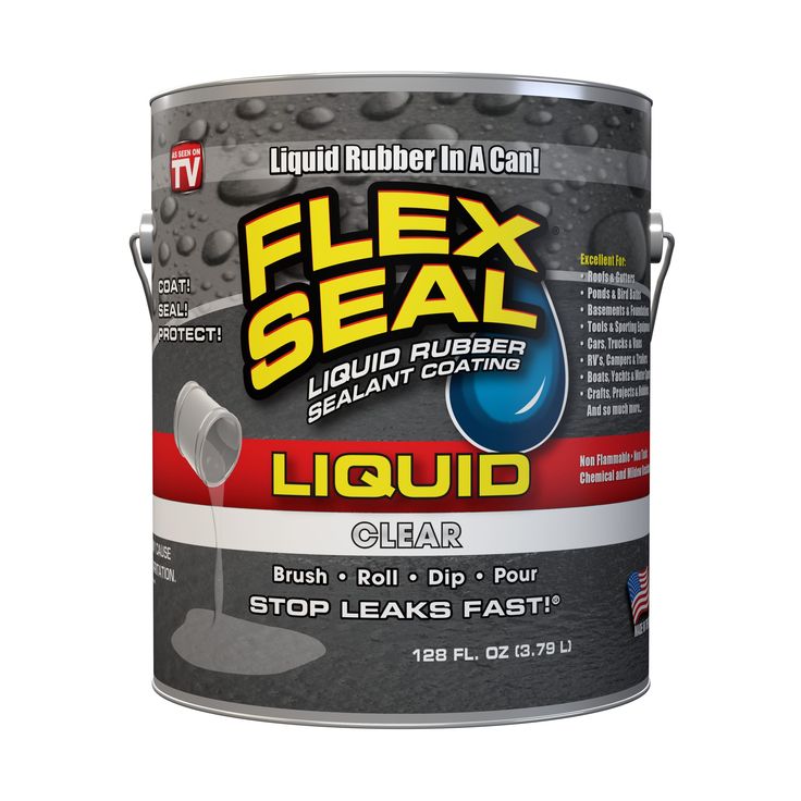 a white paint can with the words flex seal liquid on it