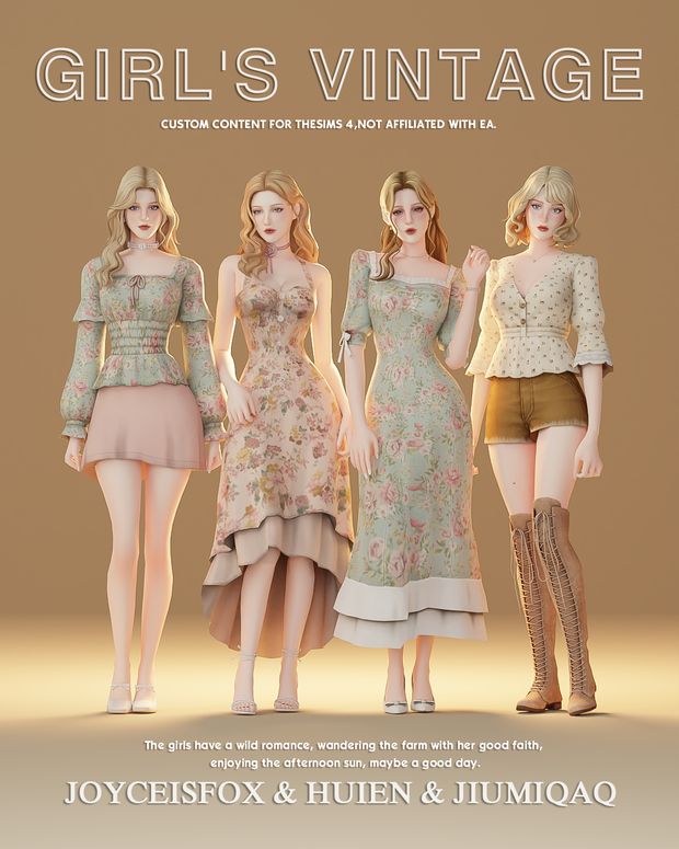 three women in dresses and boots standing next to each other with the caption girls vintage