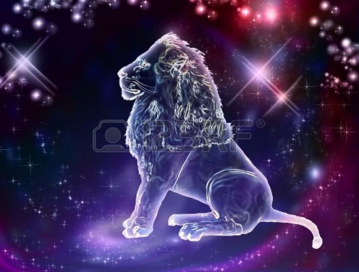 a lion sitting on top of a rock in front of stars