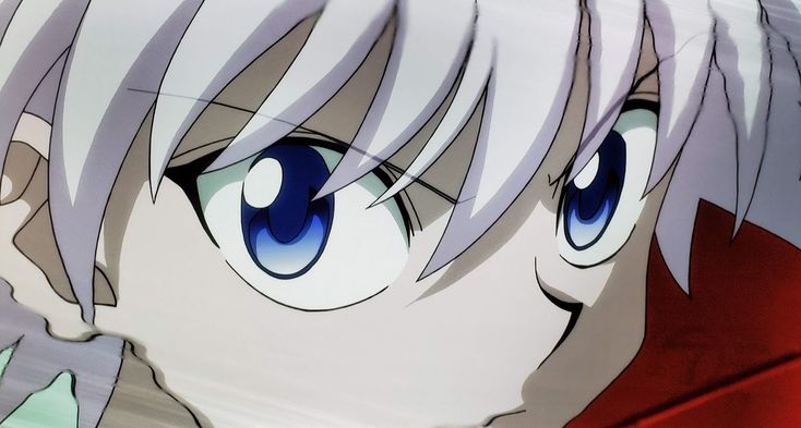 an anime character with white hair and blue eyes