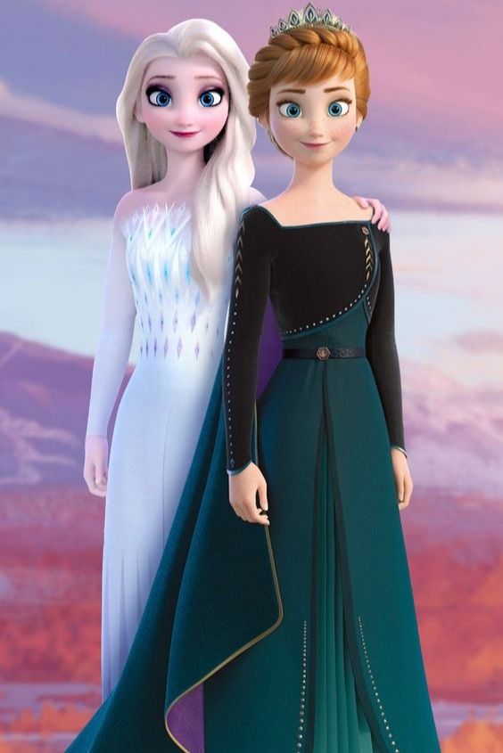 two frozen princesses standing next to each other