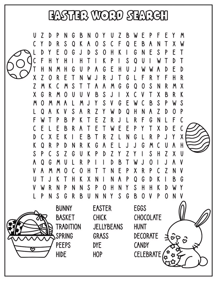 an easter word search is shown in this image