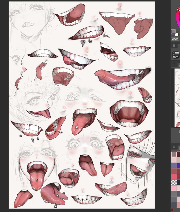 an image of the mouth and teeth in adobe css file format, with color swatches